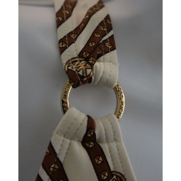 Michael Kors Women Sz XS Bone Diagonal Belt Logo Ring 1-Shoulder Bikini Top $80 - Picture 5 of 9